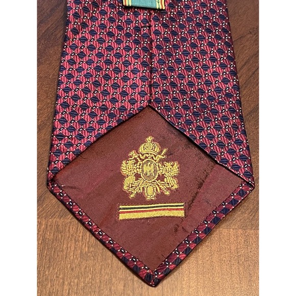 Equestrian Firemne Red Blue 100% Silk Men’s Neck Tie Made In Italy - Picture 2 of 9